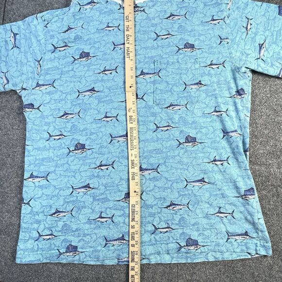 Vintage Blue Water Shirt Mens 3XL Blue Marlin Fish Fishing All Over XXXL - Picture 9 of 15